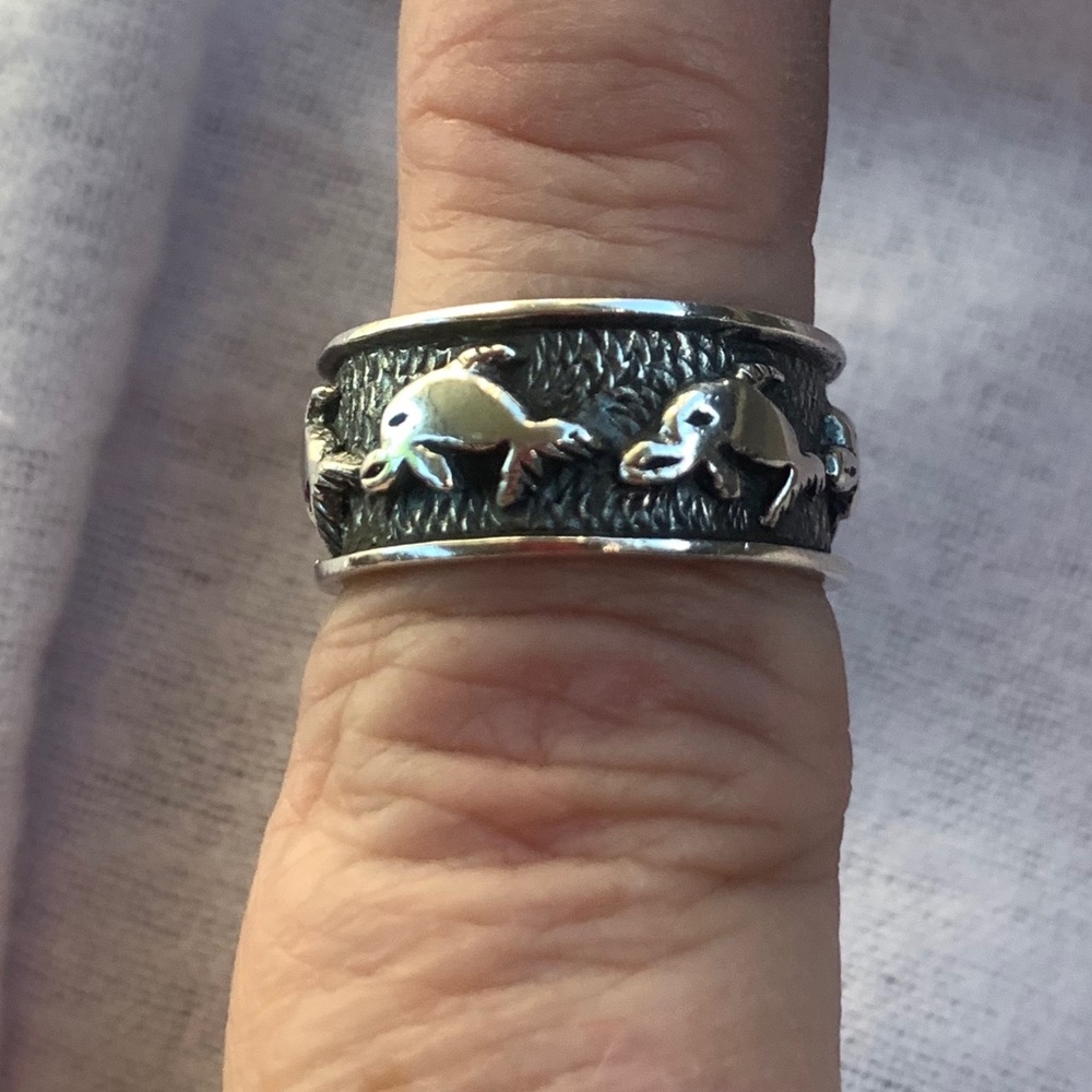 Dolphin 925 heavy 925 silver ring band 6. 1/2